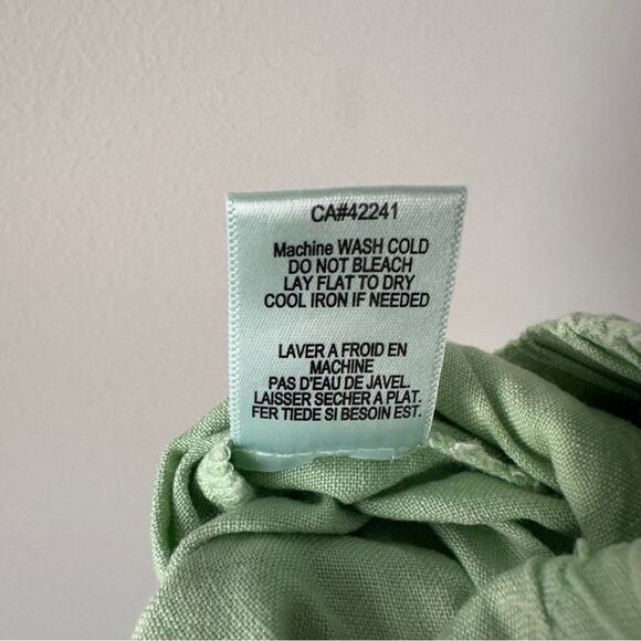 Young Fabulous & Broke Linen Blend Green Women's Pants Wide Leg zipper button L - Picture 9 of 11